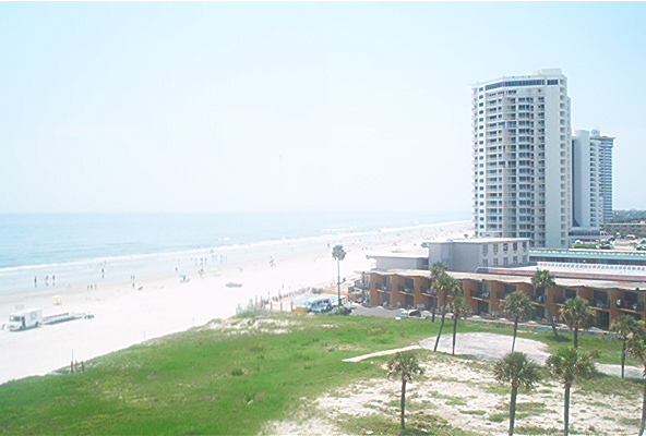 A beach view from the balcony of my hotel room