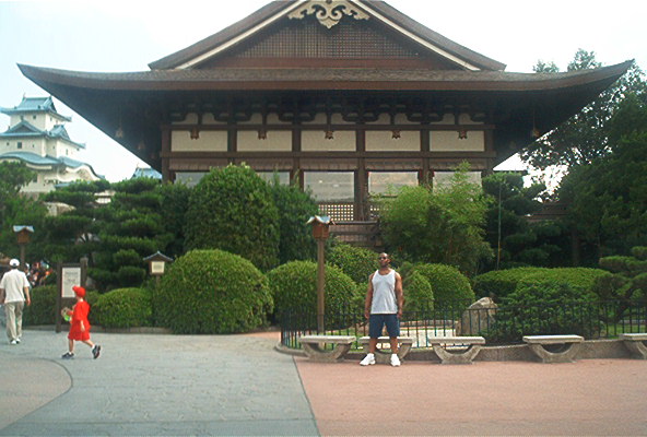 Terry in front of Japan exhibit at Epcot Center